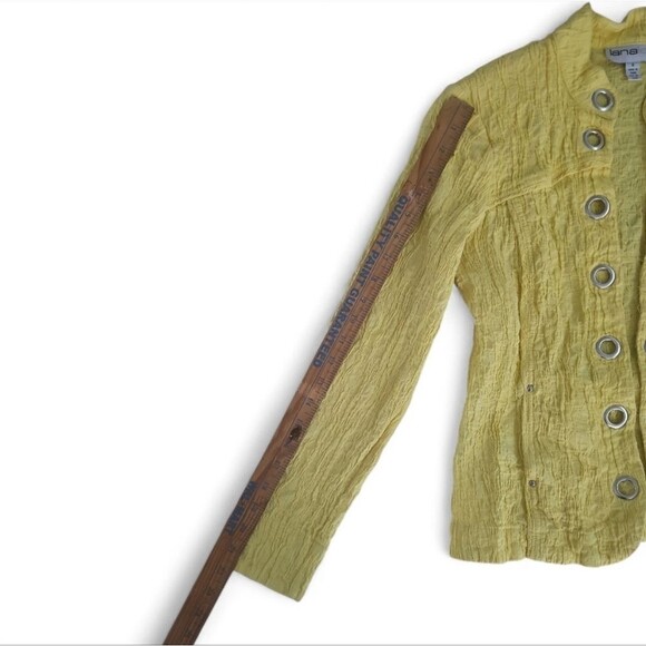 Lana Lee Vintage Yellow Textured Jacket Women’s 6 Grommet Button Front Rare Find - Picture 12 of 16